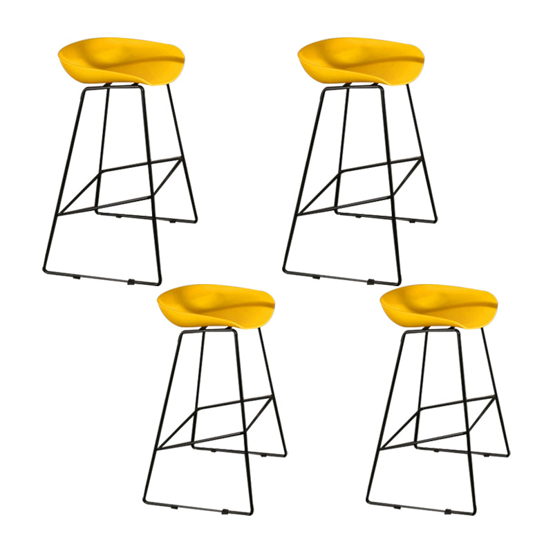Modern Backrest Armless Counter Stool Metal High Stool with Plastic Cushion