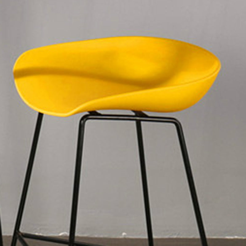 Modern Backrest Armless Counter Stool Metal High Stool with Plastic Cushion