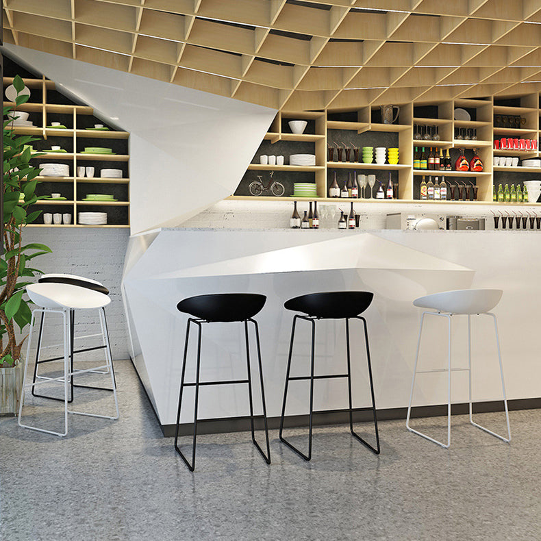 Modern Backrest Armless Counter Stool Metal High Stool with Plastic Cushion