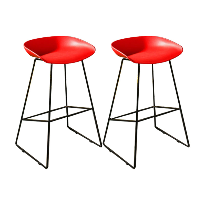 Modern Backrest Armless Counter Stool Metal High Stool with Plastic Cushion