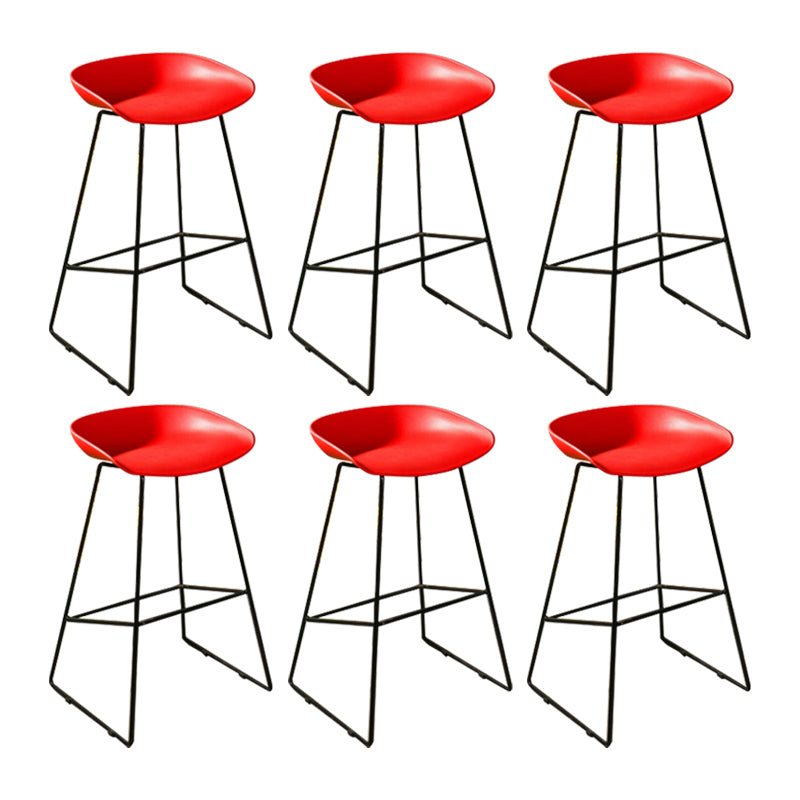 Modern Backrest Armless Counter Stool Metal High Stool with Plastic Cushion