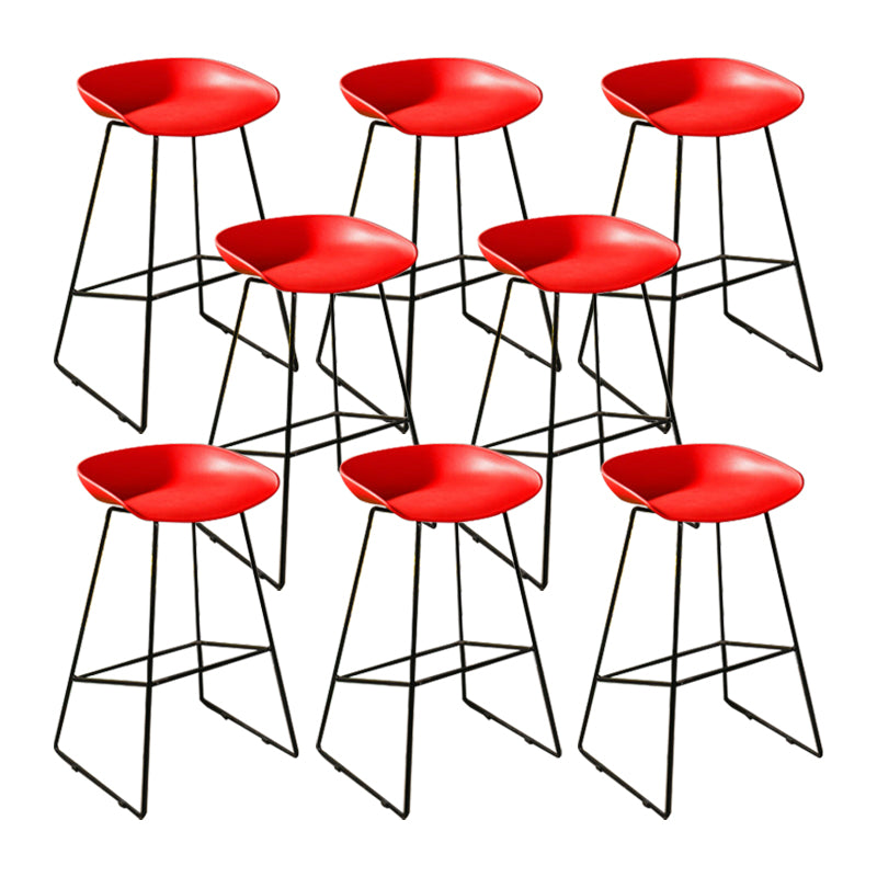 Modern Backrest Armless Counter Stool Metal High Stool with Plastic Cushion