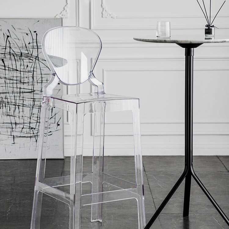 Industrial Backrest Armless Counter Stool Plastic Bar Stool with 4 Legs