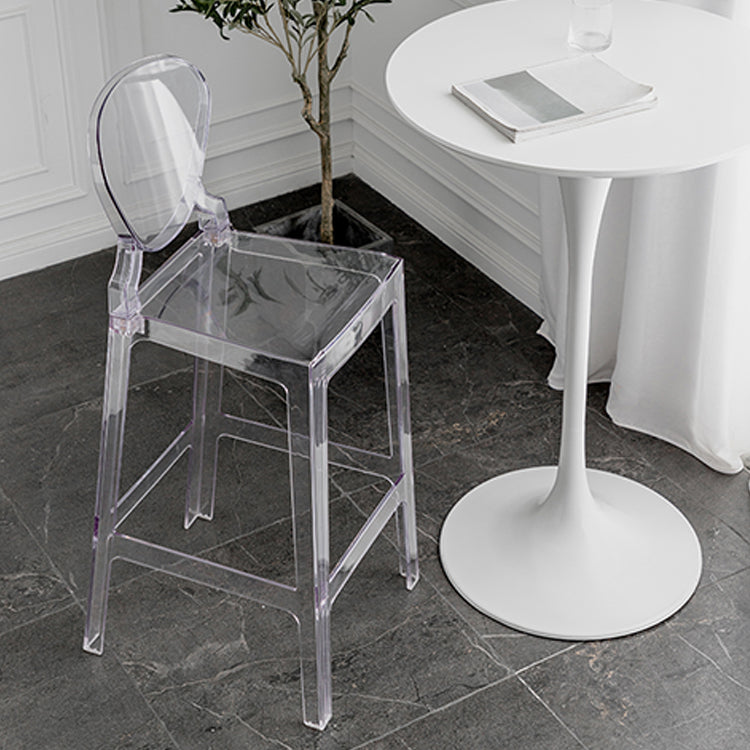 Industrial Backrest Armless Counter Stool Plastic Bar Stool with 4 Legs