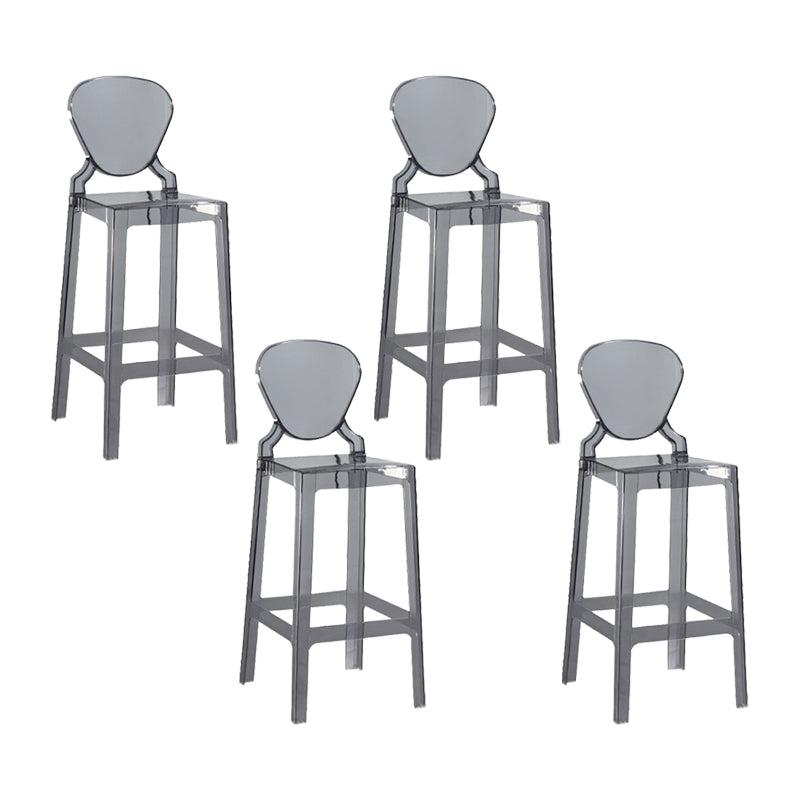 Industrial Backrest Armless Counter Stool Plastic Bar Stool with 4 Legs