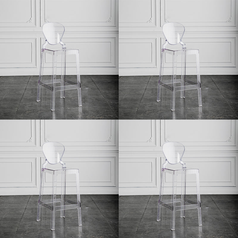 Industrial Backrest Armless Counter Stool Plastic Bar Stool with 4 Legs