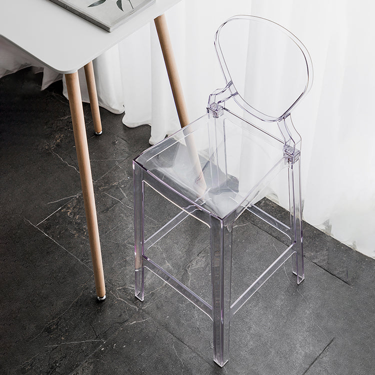 Industrial Backrest Armless Counter Stool Plastic Bar Stool with 4 Legs