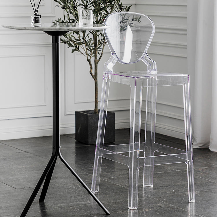 Industrial Backrest Armless Counter Stool Plastic Bar Stool with 4 Legs