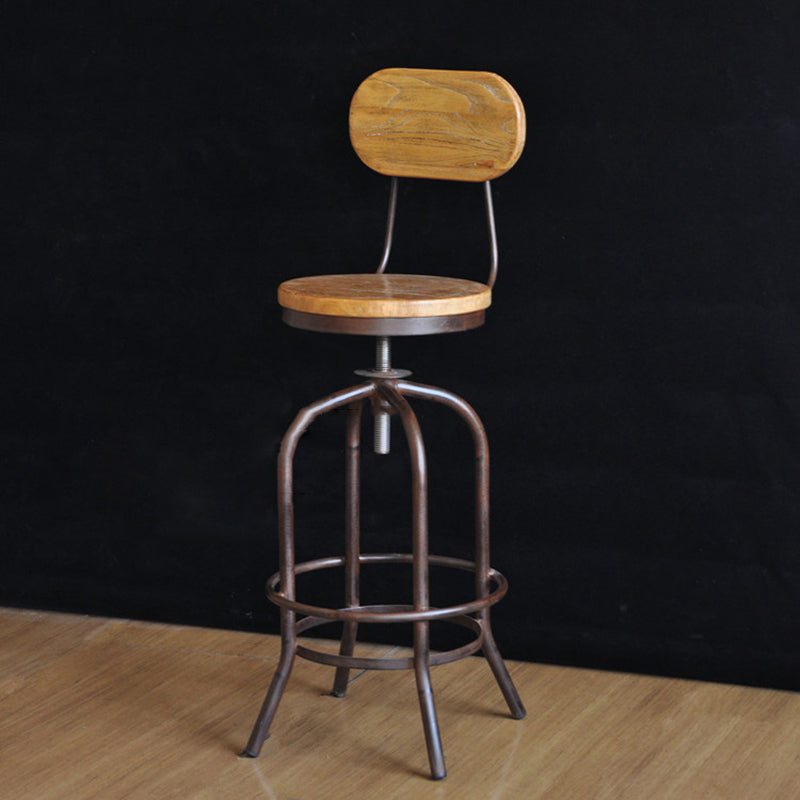 Modern Armless Counter Stool Metal Bar Stool with Wooden Seat