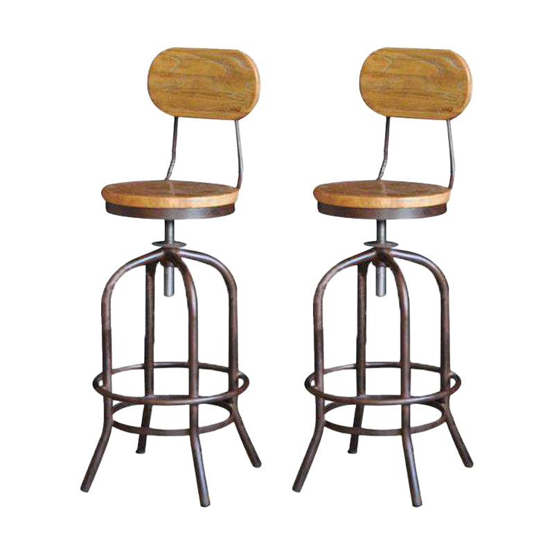 Modern Armless Counter Stool Metal Bar Stool with Wooden Seat