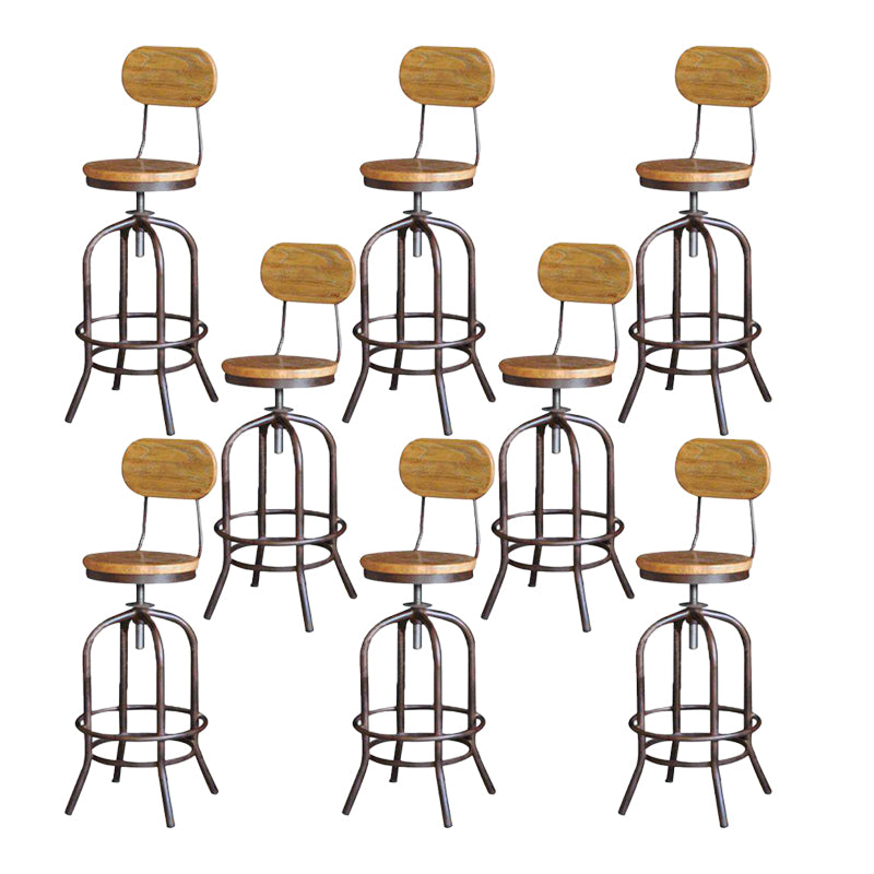 Modern Armless Counter Stool Metal Bar Stool with Wooden Seat