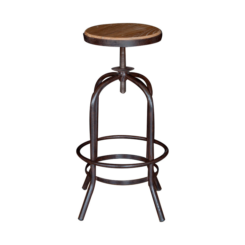 Modern Armless Counter Stool Metal Bar Stool with Wooden Seat