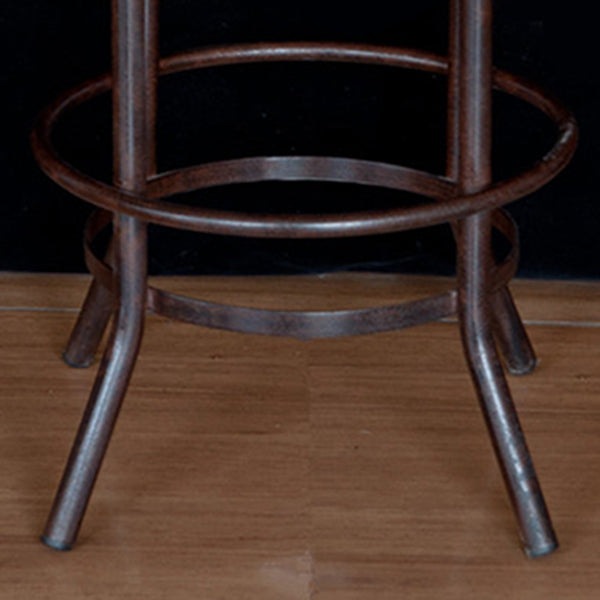 Modern Armless Counter Stool Metal Bar Stool with Wooden Seat