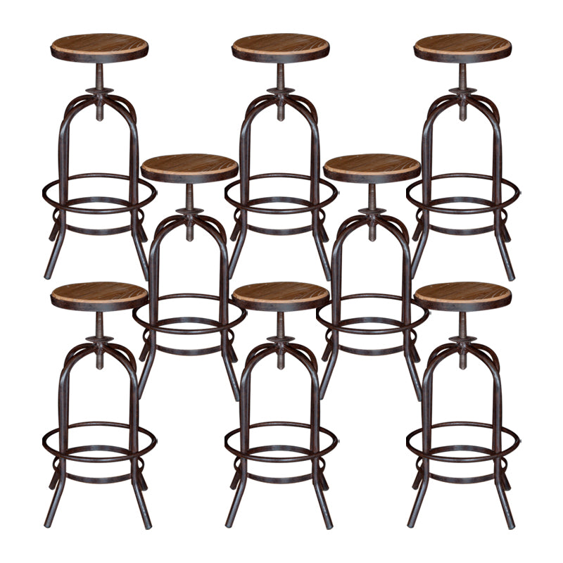 Modern Armless Counter Stool Metal Bar Stool with Wooden Seat
