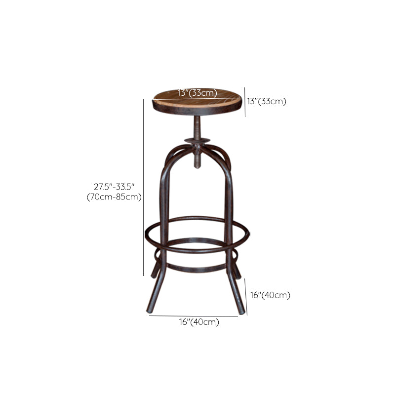 Modern Armless Counter Stool Metal Bar Stool with Wooden Seat