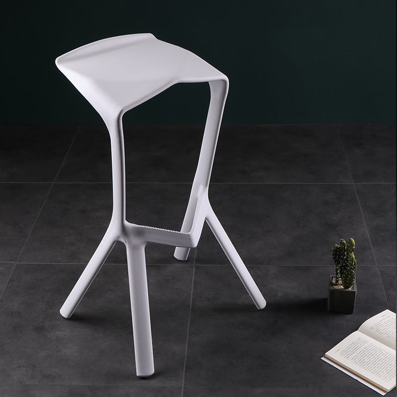 Industrial Armless Counter Stool Plastic Cafe Bar Stool with 4 Legs