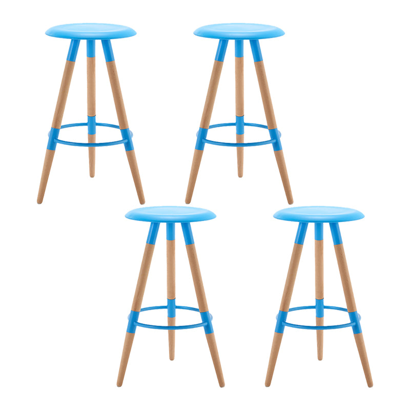 Modern Round Seat Counter Stool Solid Wood Backless Counter-height Stool