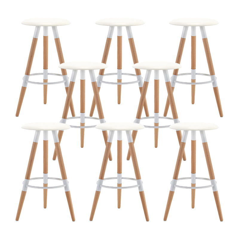 Modern Round Seat Counter Stool Solid Wood Backless Counter-height Stool