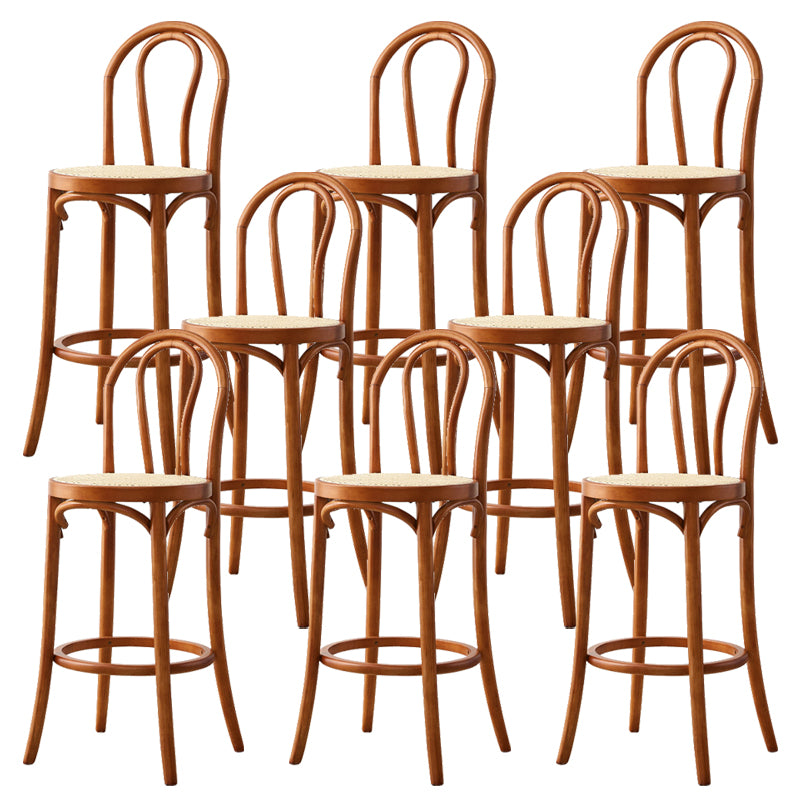 Contemporary Wooden Bar-stool Solid Round Seat Counter Bar Stool with Wood Legs