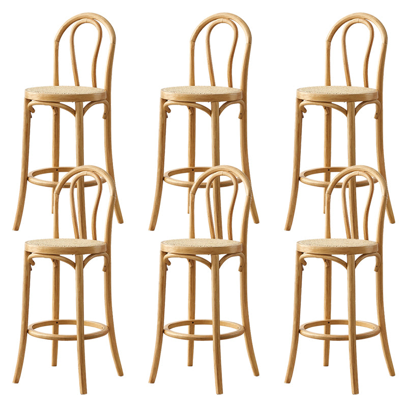 Contemporary Wooden Bar-stool Solid Round Seat Counter Bar Stool with Wood Legs