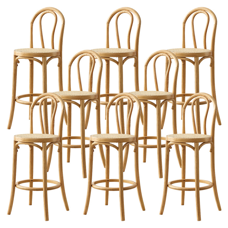 Contemporary Wooden Bar-stool Solid Round Seat Counter Bar Stool with Wood Legs