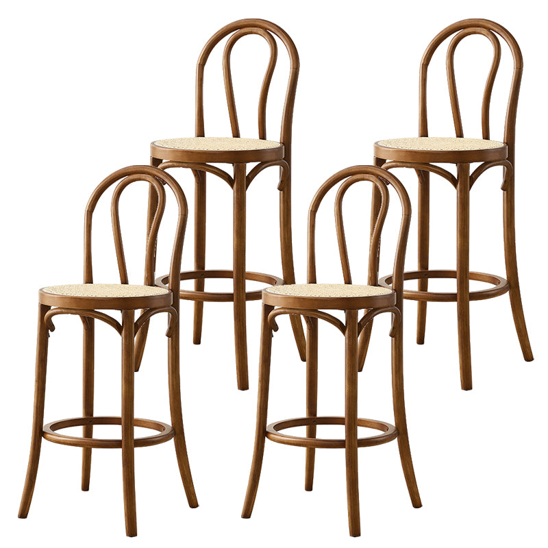 Contemporary Wooden Bar-stool Solid Round Seat Counter Bar Stool with Wood Legs