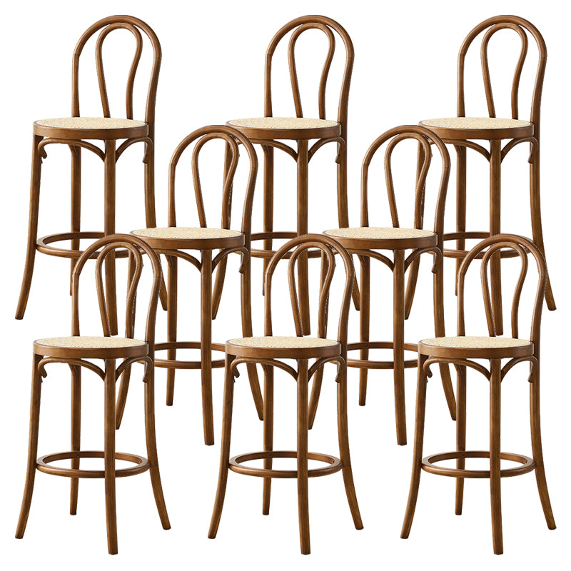 Contemporary Wooden Bar-stool Solid Round Seat Counter Bar Stool with Wood Legs