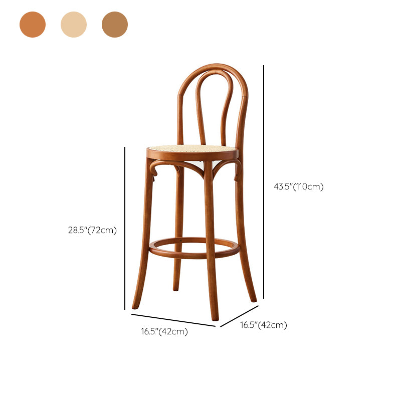 Contemporary Wooden Bar-stool Solid Round Seat Counter Bar Stool with Wood Legs