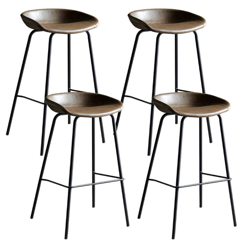 Contemporary PU Leather Bar-stool Bucket Seat Counter Bar Stool with Metal Legs