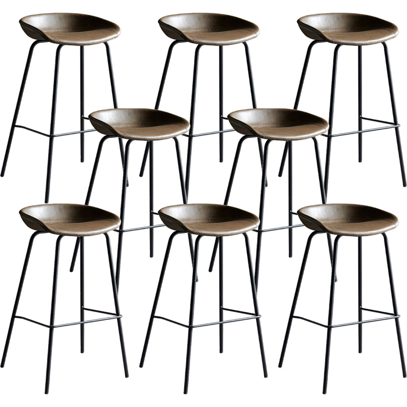 Contemporary PU Leather Bar-stool Bucket Seat Counter Bar Stool with Metal Legs