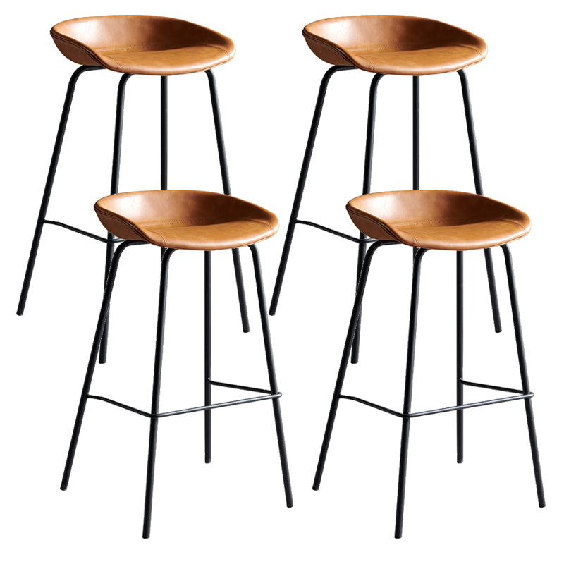 Contemporary PU Leather Bar-stool Bucket Seat Counter Bar Stool with Metal Legs