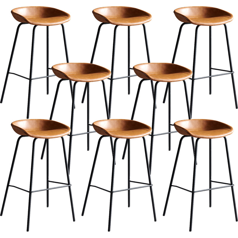 Contemporary PU Leather Bar-stool Bucket Seat Counter Bar Stool with Metal Legs