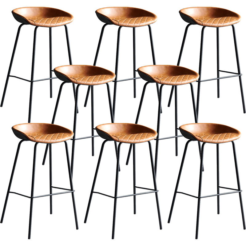 Contemporary PU Leather Bar-stool Bucket Seat Counter Bar Stool with Metal Legs