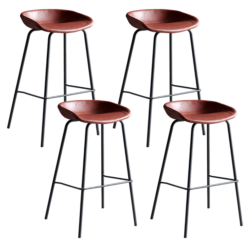 Contemporary PU Leather Bar-stool Bucket Seat Counter Bar Stool with Metal Legs