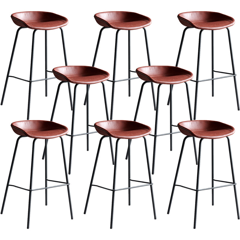 Contemporary PU Leather Bar-stool Bucket Seat Counter Bar Stool with Metal Legs