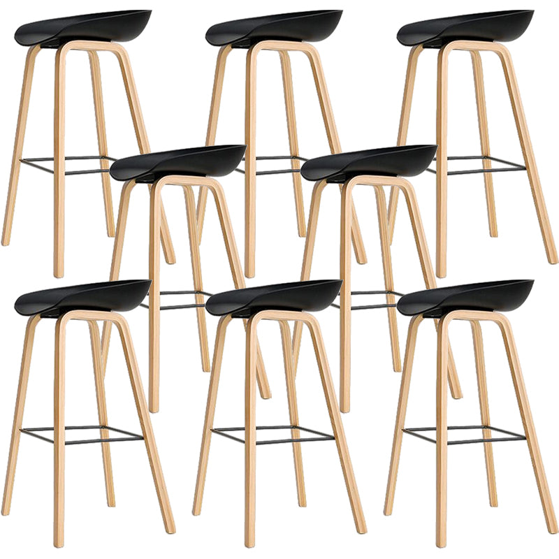 Nordic Plastic Bar-stool Bucket Seat Counter Bar Stool with Wood Legs