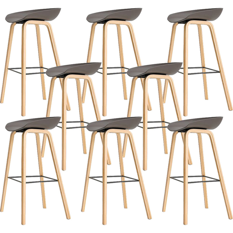Nordic Plastic Bar-stool Bucket Seat Counter Bar Stool with Wood Legs