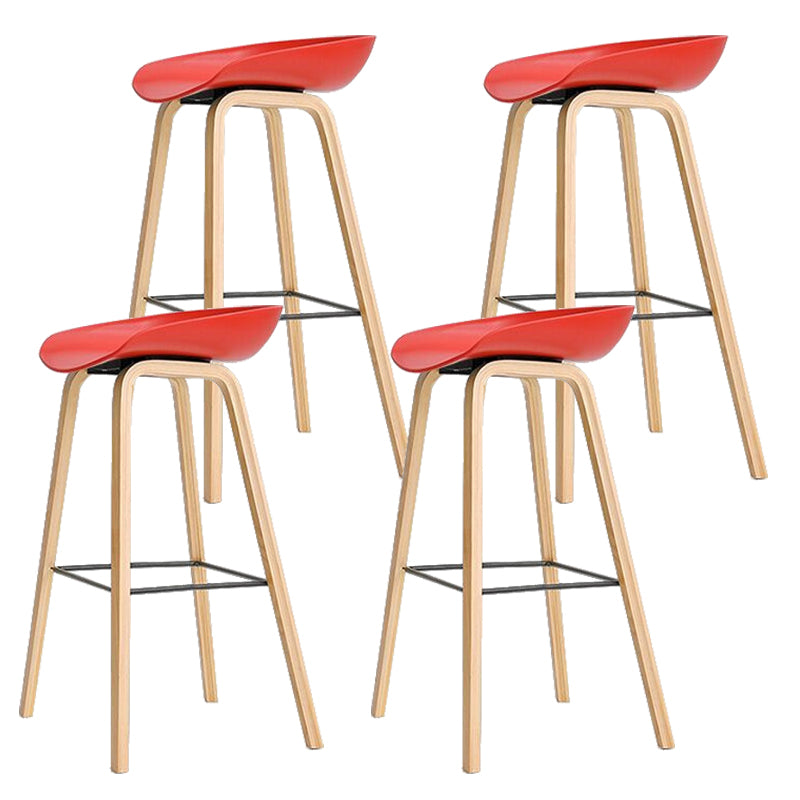 Nordic Plastic Bar-stool Bucket Seat Counter Bar Stool with Wood Legs