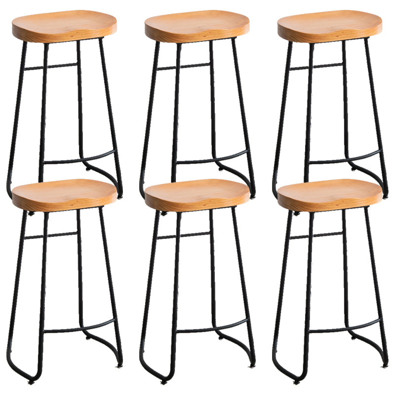 Modern Backless Armless Counter Stool Iron Bar Stool with Footrest