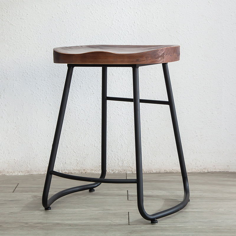 Modern Backless Armless Counter Stool Iron Bar Stool with Footrest