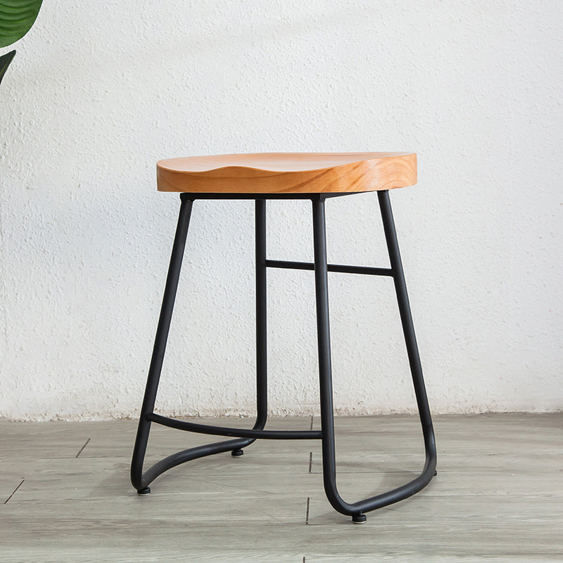 Modern Backless Armless Counter Stool Iron Bar Stool with Footrest
