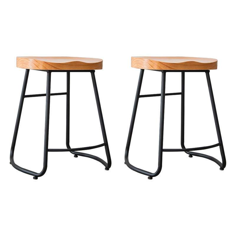 Modern Backless Armless Counter Stool Iron Bar Stool with Footrest