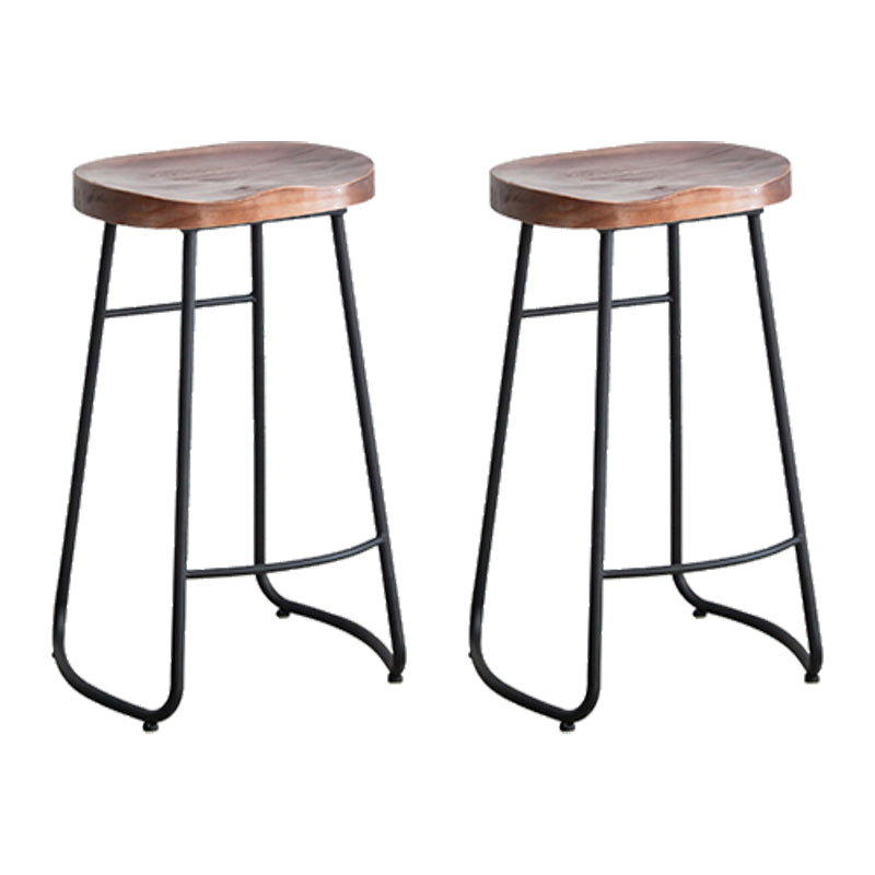 Modern Backless Armless Counter Stool Iron Bar Stool with Footrest
