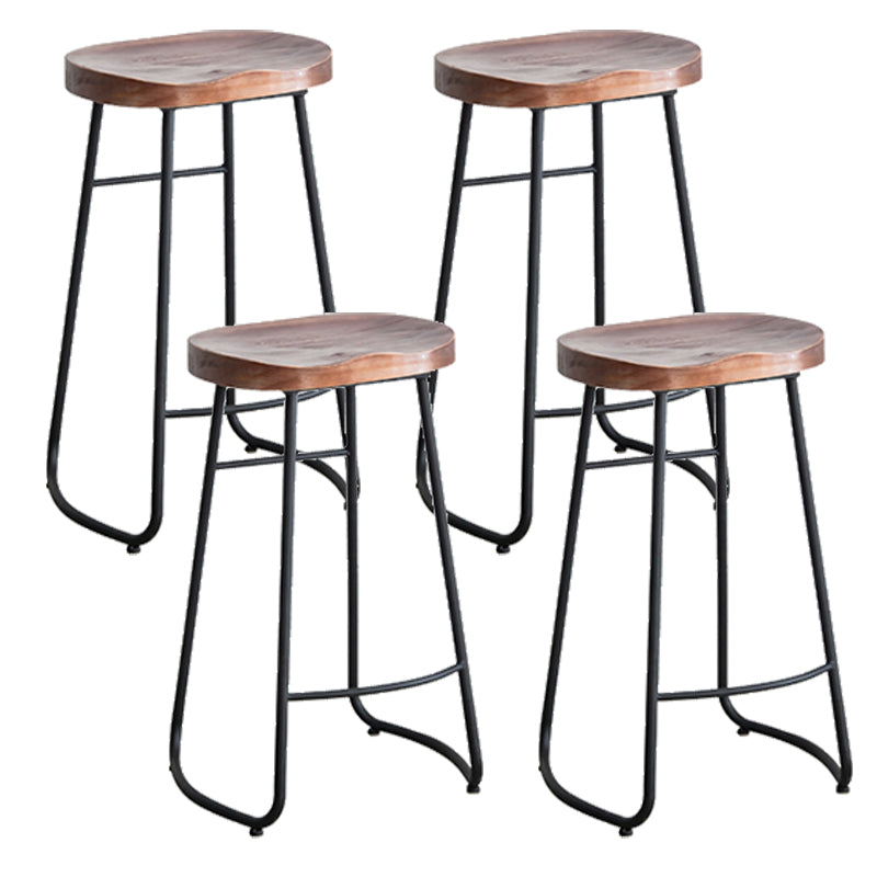Modern Backless Armless Counter Stool Iron Bar Stool with Footrest