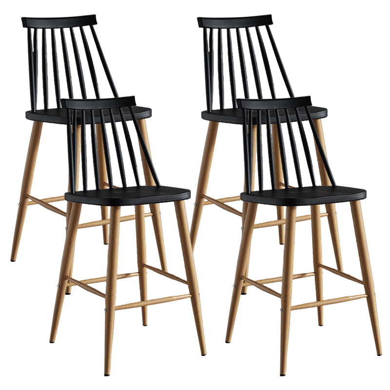 Nordic Plastic Bar-stool Square Seat Counter Bar Stool with Wood Legs