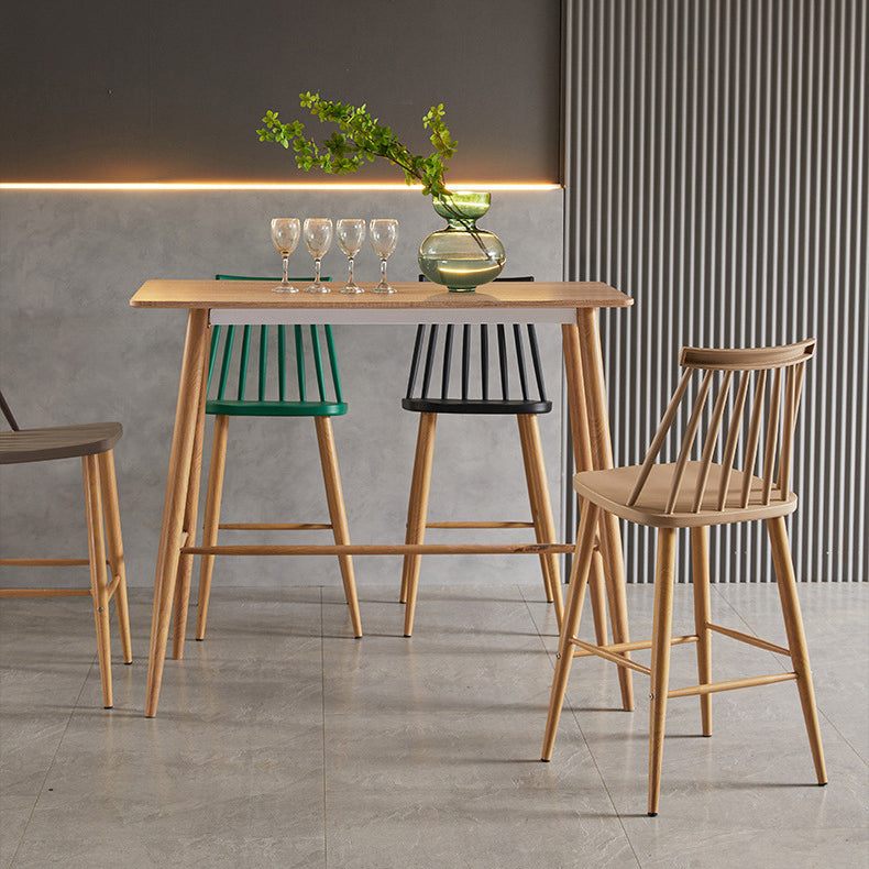 Nordic Plastic Bar-stool Square Seat Counter Bar Stool with Wood Legs