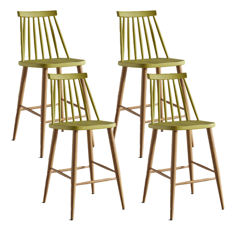 Nordic Plastic Bar-stool Square Seat Counter Bar Stool with Wood Legs