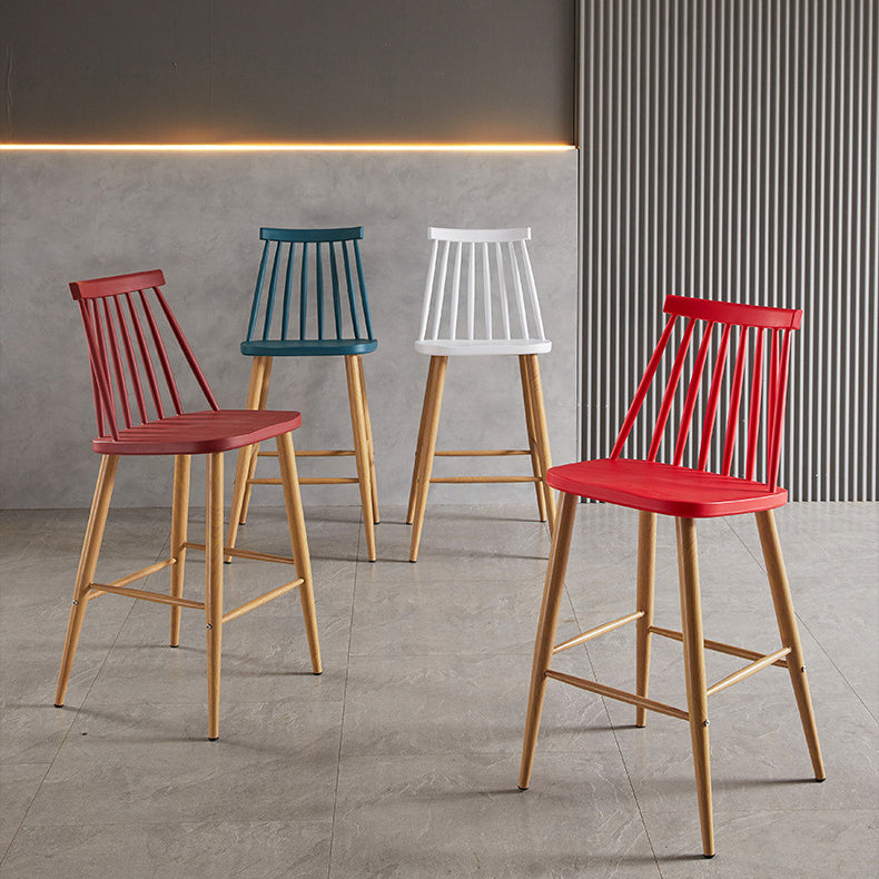 Nordic Plastic Bar-stool Square Seat Counter Bar Stool with Wood Legs