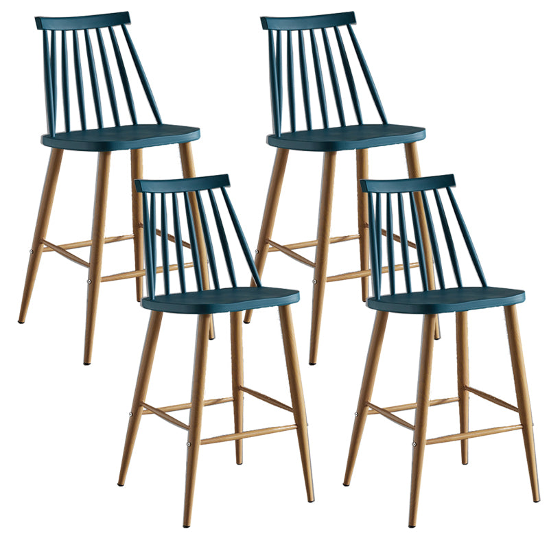 Nordic Plastic Bar-stool Square Seat Counter Bar Stool with Wood Legs