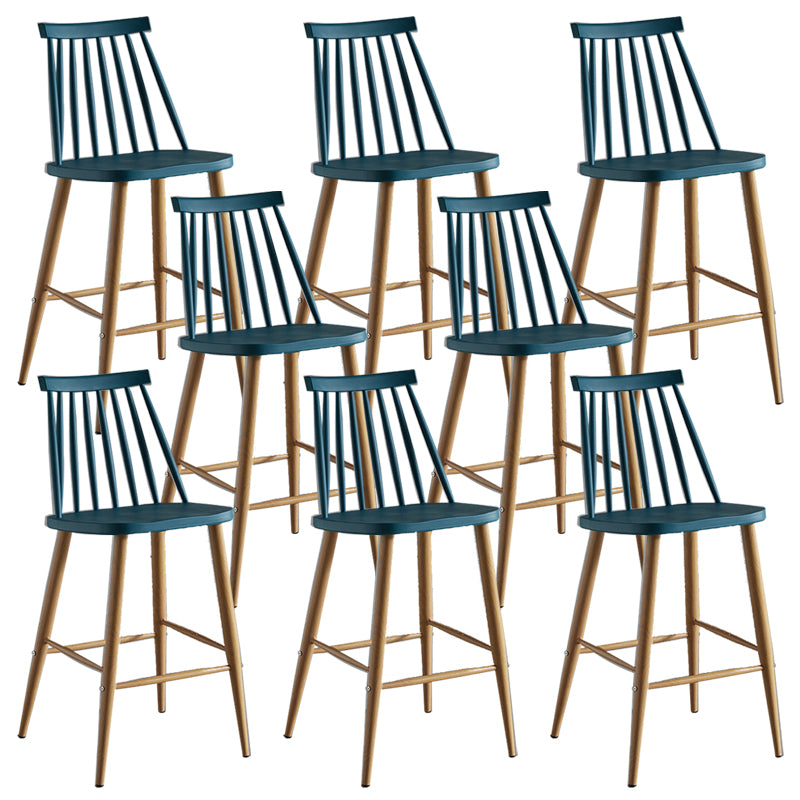 Nordic Plastic Bar-stool Square Seat Counter Bar Stool with Wood Legs